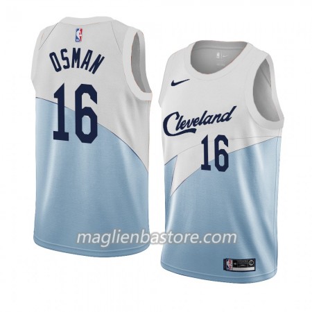 Maglia NBA Cleveland Cavaliers Cedi Osman 16 2018-19 Nike Blu Bianco Swingman - Uomo